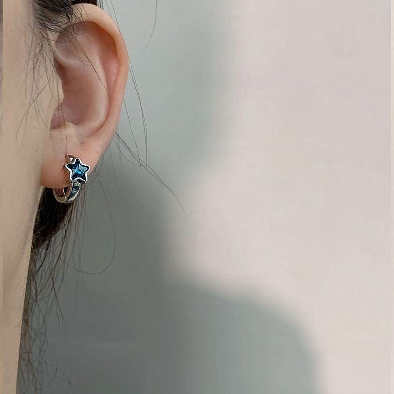 Blue Star Hoop Earrings - Puritific