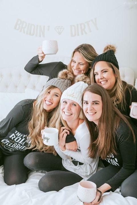 Bride and Bridesmaid Fluffy Pom Pom Beanies | Bachelorette Party Beanies - Puritific