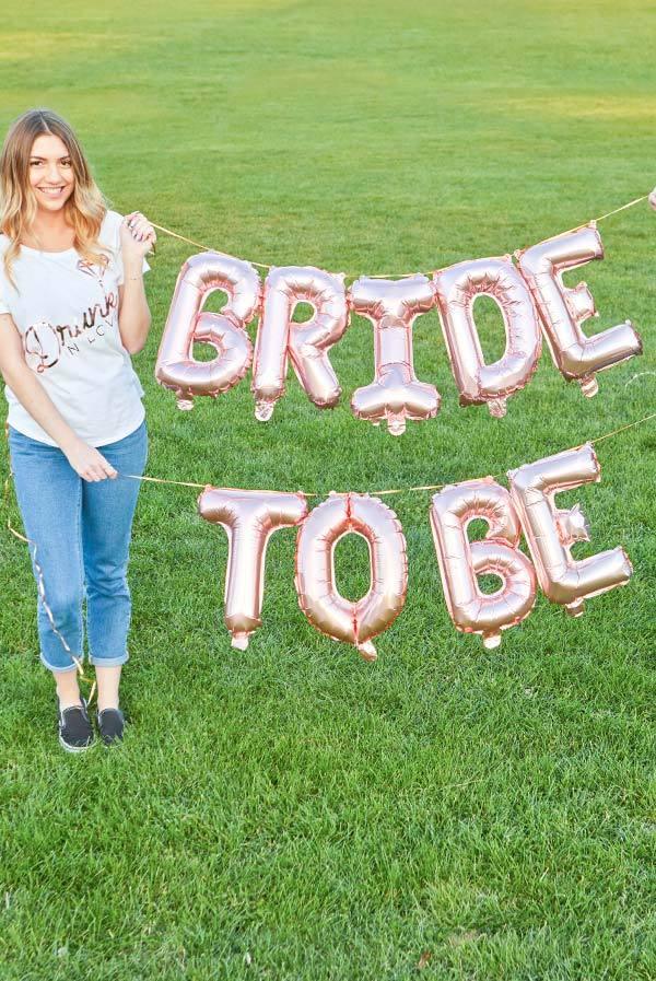 Bride to Be Rose Gold 16" Balloon Banner | Multiple phrases! - Puritific