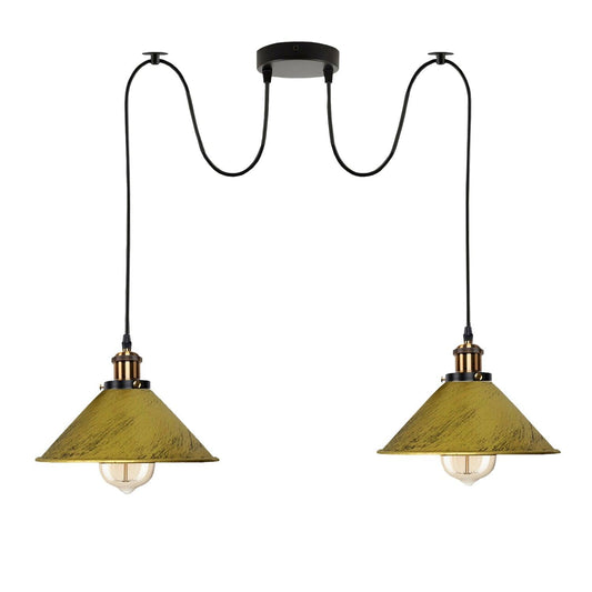 Brushed Brass 2 Way Retro Industrial Ceiling E27 Hanging Lamp Pendant Light~3510-0