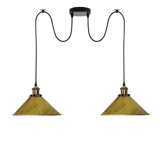 Brushed Brass 2 Way Retro Industrial Ceiling E27 Hanging Lamp Pendant Light~3510-1