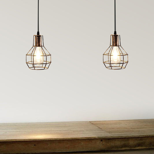 Brushed Copper Nest Cage Retro Industrial 2 Way Indoor Ceiling Pendant Chandelier Hanging Light Metal~3490-1