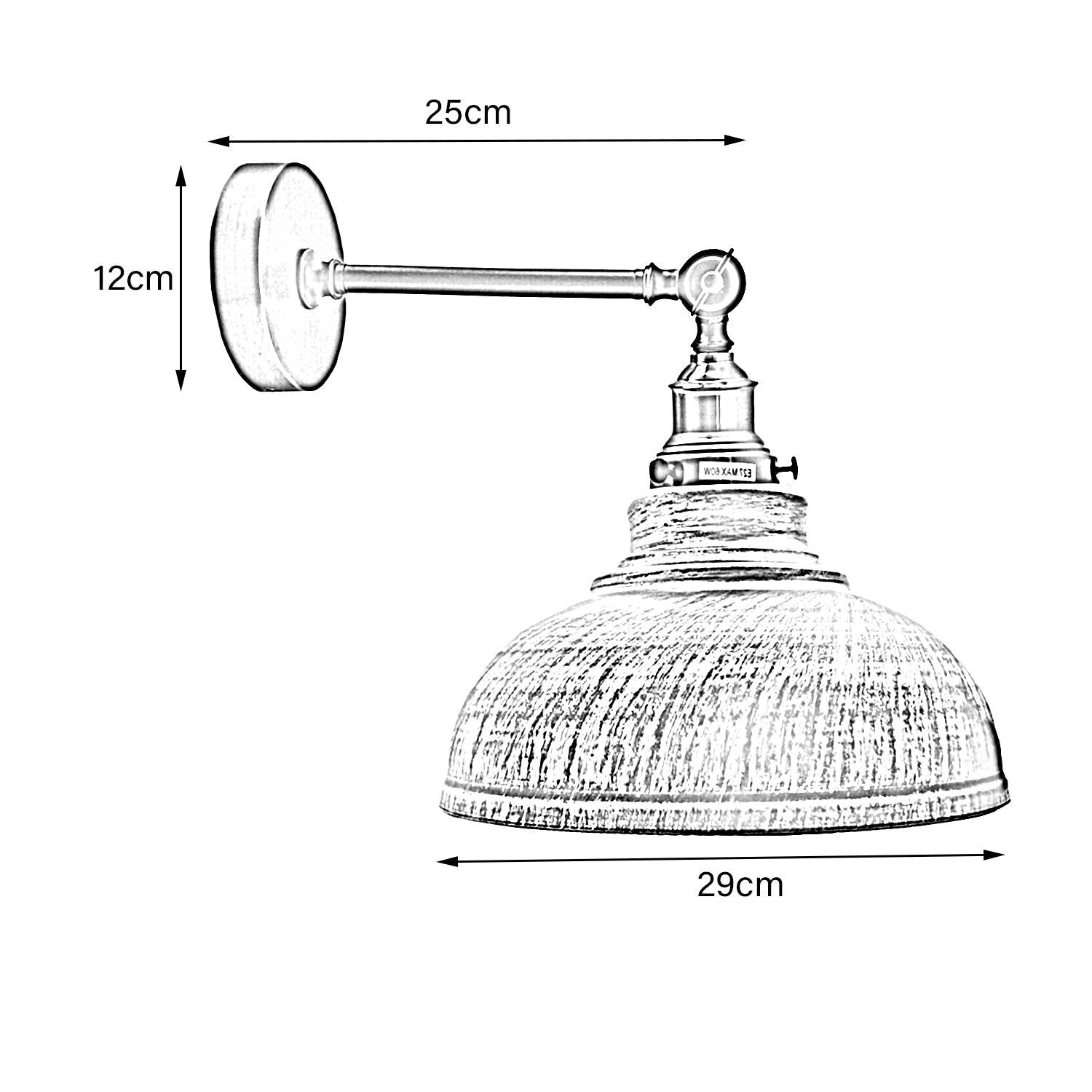 Brushed Silver Metal Curvy Brushed Industrial Wall Mounted Wall Lamp Light~3460-1