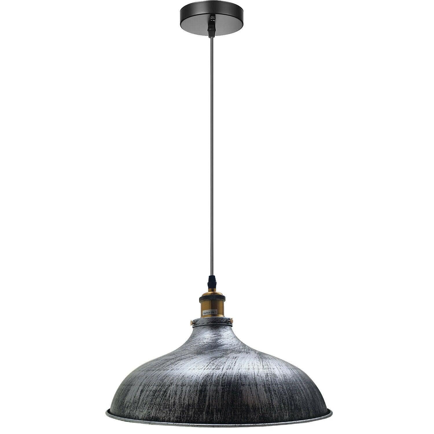 Brushed Silver Metal Industrial Hanging Pendant Lighting Adjustable Hanging Barn Light~1952-1