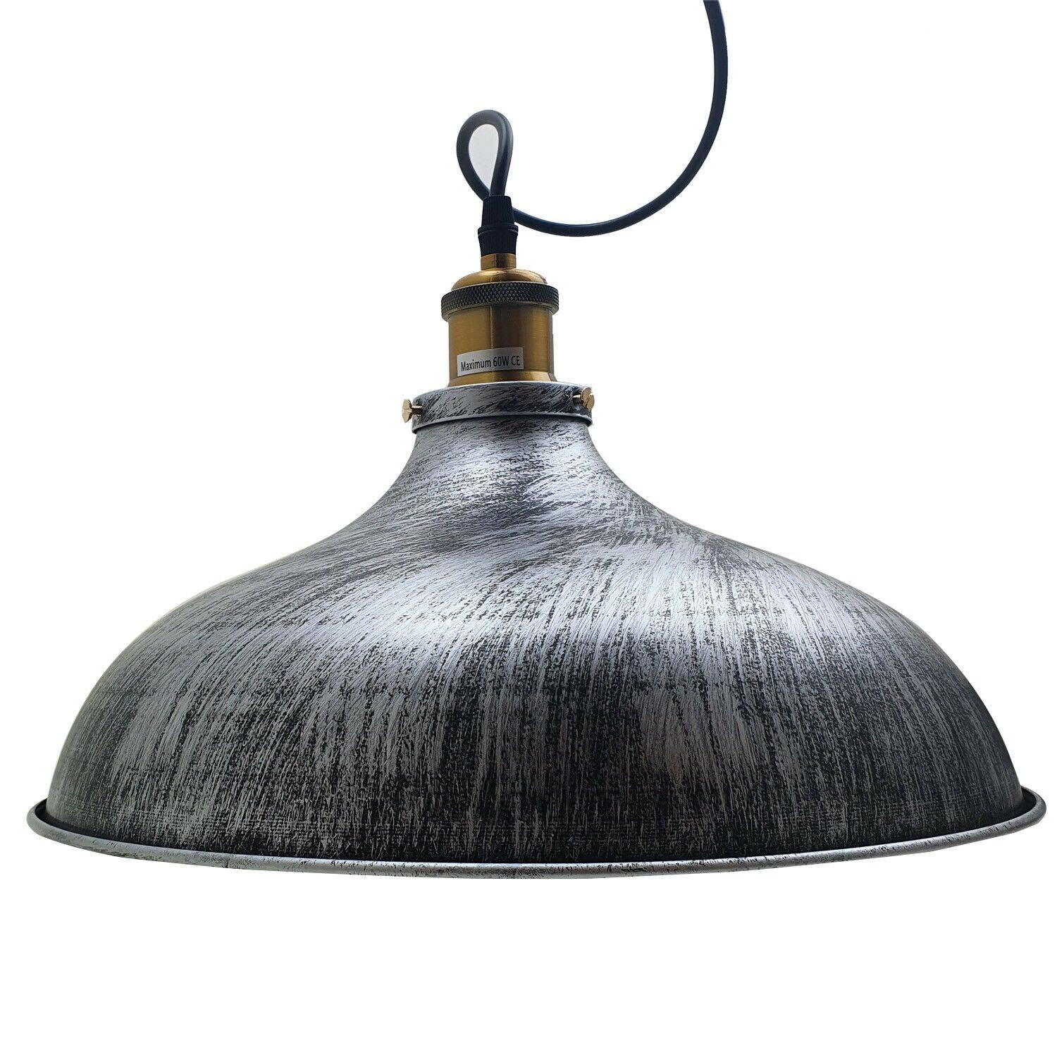 Brushed Silver Metal Industrial Hanging Pendant Lighting Adjustable Hanging Barn Light~1952-4