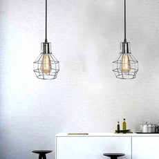 Brushed Silver Nest Cage Retro Industrial 2 Way Indoor Ceiling Pendant Chandelier Hanging Light Metal~3491-2