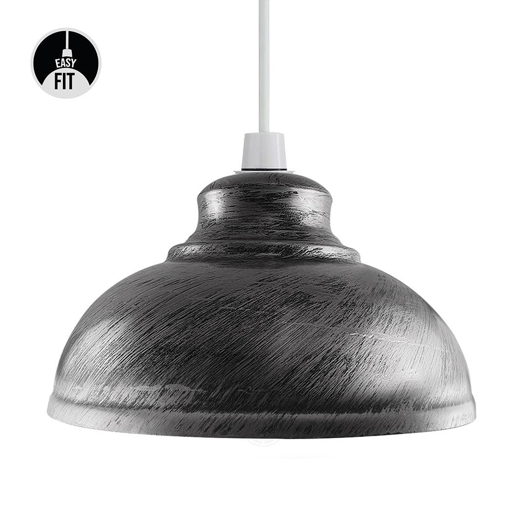 Brushed Silver Retro Ceiling Pendant Light Lamp Shade Easy Fit Cafe Kitchen Dining Lampshade~2087-0