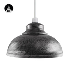 Brushed Silver Retro Ceiling Pendant Light Lamp Shade Easy Fit Cafe Kitchen Dining Lampshade~2087-0