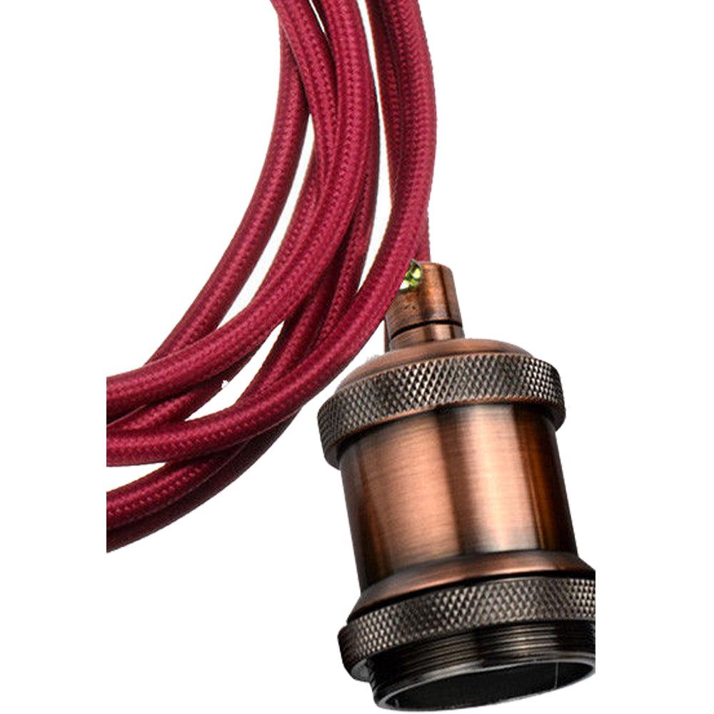 Burgundy 2m Plug In Pendant Set Flex Cable With Holder~3119-1