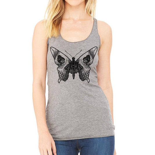 Butterfly skull racerback tank - Puritific