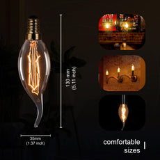 C35 E14 60W Edison Antique Filament Spiral Lamp Light Bulb~1666-1