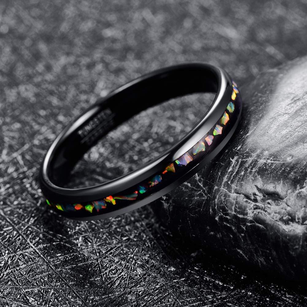 Crushed Opal Black Tungsten Ring - Puritific