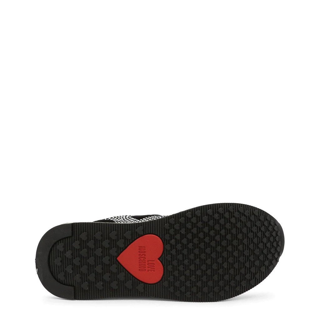 Rhinestone Heart Sneakers - Black - Puritific