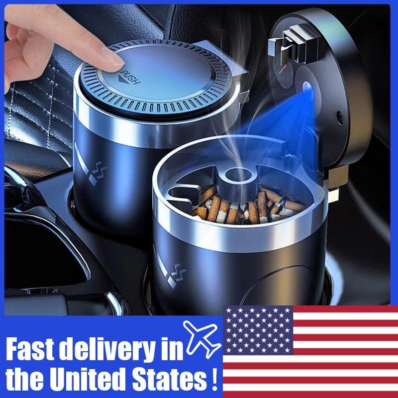 Car Cigarette Ashtray Cup With Lid With LED Light Portable Detachable Vehicle Ashtray Holder Cigarette Ashtray Interior Parts - Puritific