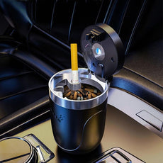 Car Cigarette Ashtray Cup With Lid With LED Light Portable Detachable Vehicle Ashtray Holder Cigarette Ashtray Interior Parts - Puritific