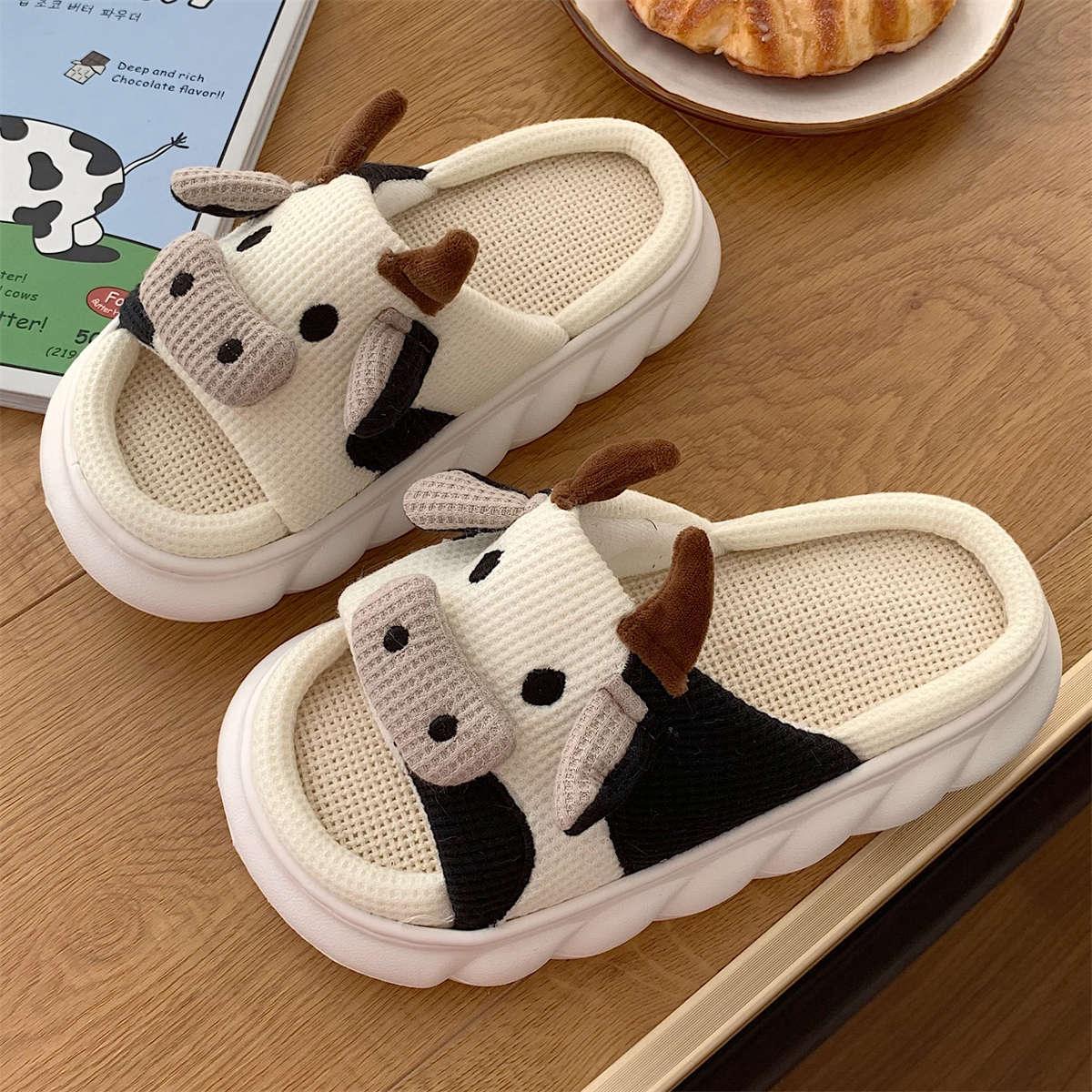 Cartoon Milk Cow Slippers - Puritific