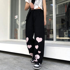 Casual Pants Women Love Skull Bone Print Wide Leg Pants - Puritific