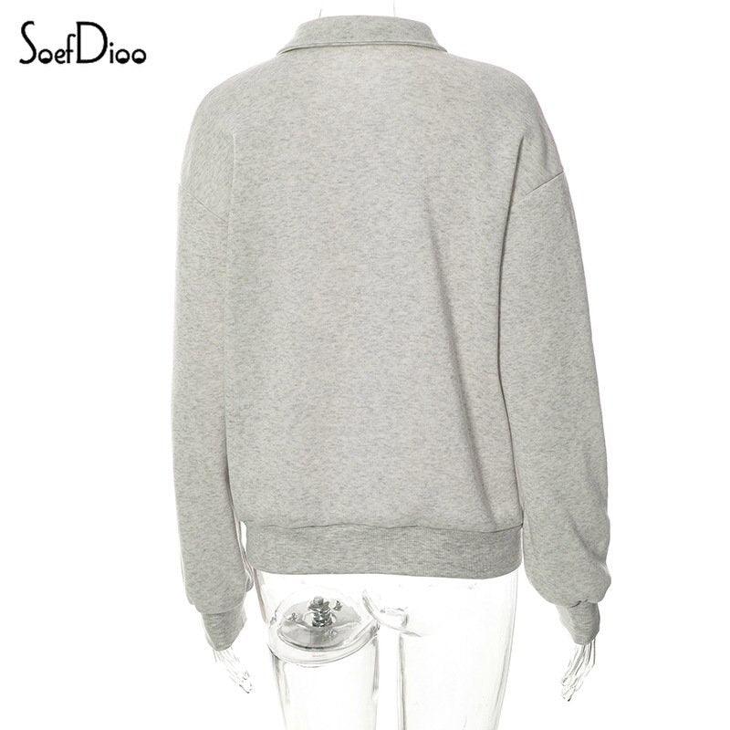 Casual Turn Down Collar Zipper Sweatshirt - Puritific