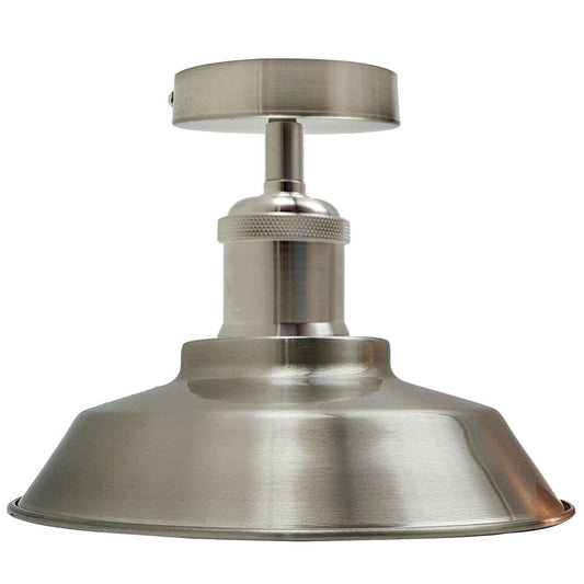 Ceiling Light Retro Flush Mount Ceiling Lamp Shade Fitting Satin Nickel~1925-0