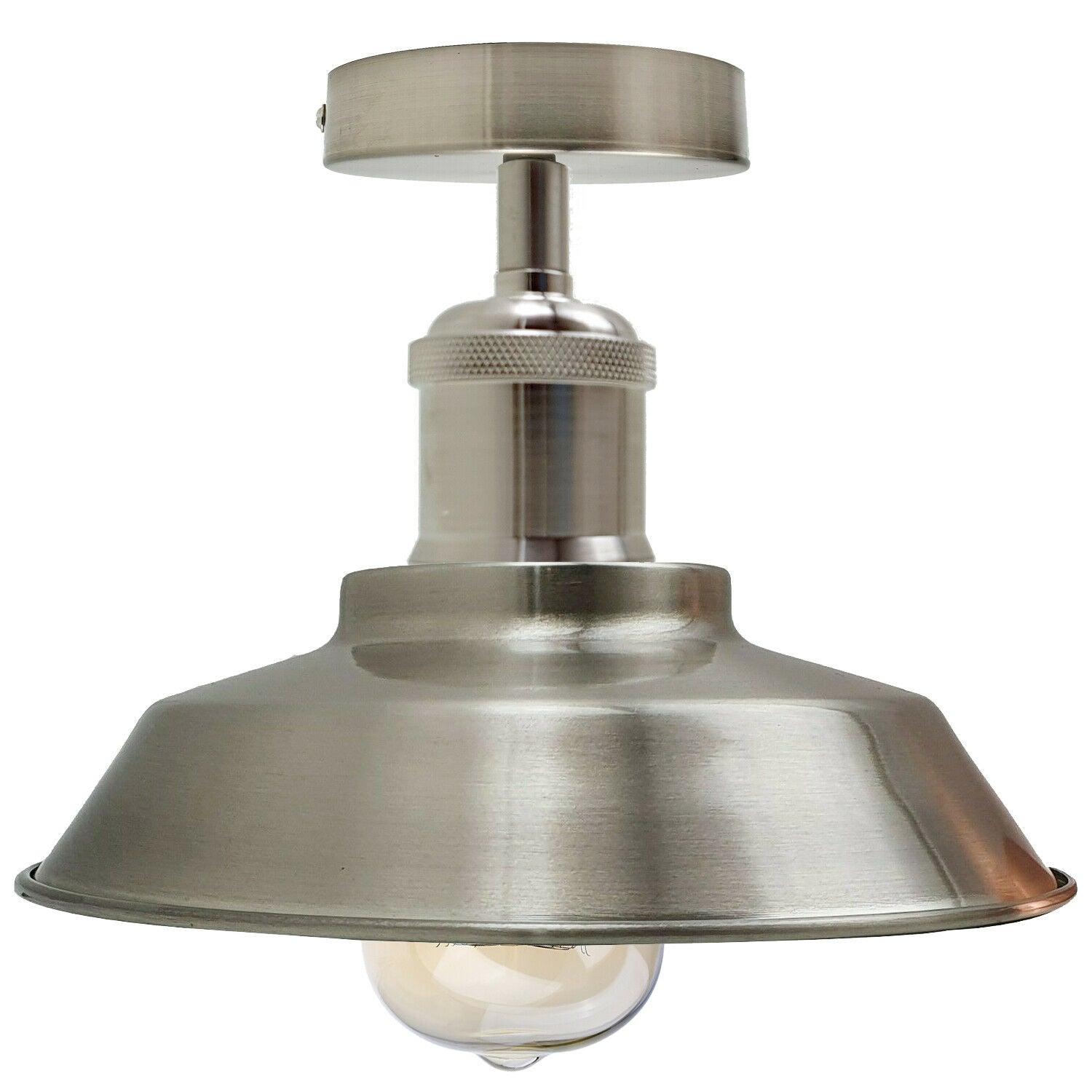 Ceiling Light Retro Flush Mount Ceiling Lamp Shade Fitting Satin Nickel~1925-3