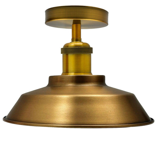 Ceiling Light Retro Flush Mount Ceiling Lamp Shade Fitting Yellow Brass~1929-1