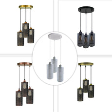 Ceiling Rose 3 Way Hanging Pendant Lamp Shade Light Fitting Lighting Kit UK~1188-42