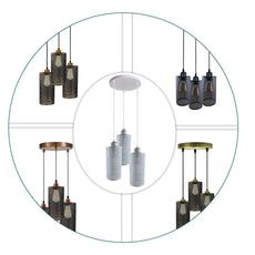 Ceiling Rose 3 Way Hanging Pendant Lamp Shade Light Fitting Lighting Kit UK~1188-43