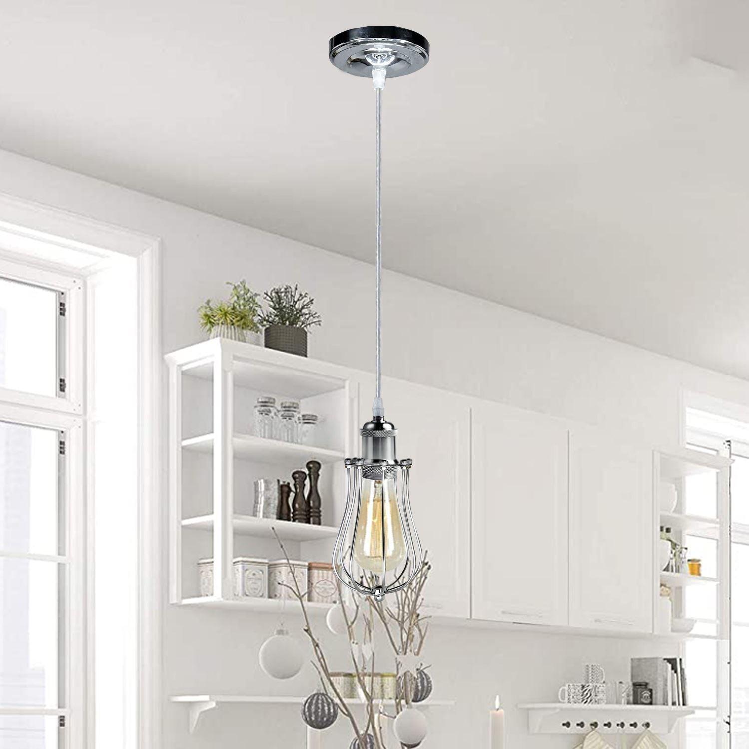 Ceiling Rose Balloon Cage Hanging Pendant Lamp Holder Light Fitting Lighting Kit UK~1193-11