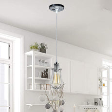 Ceiling Rose Balloon Cage Hanging Pendant Lamp Holder Light Fitting Lighting Kit UK~1193-11