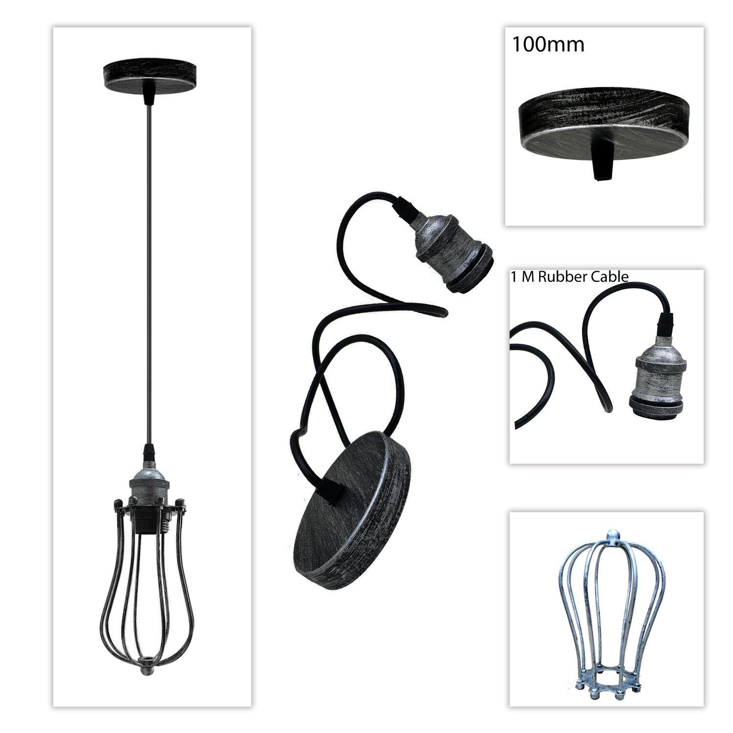 Ceiling Rose Balloon Cage Hanging Pendant Lamp Holder Light Fitting Lighting Kit UK~1193-21