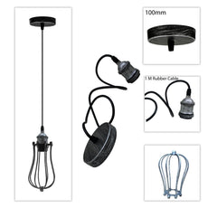 Ceiling Rose Balloon Cage Hanging Pendant Lamp Holder Light Fitting Lighting Kit UK~1193-21