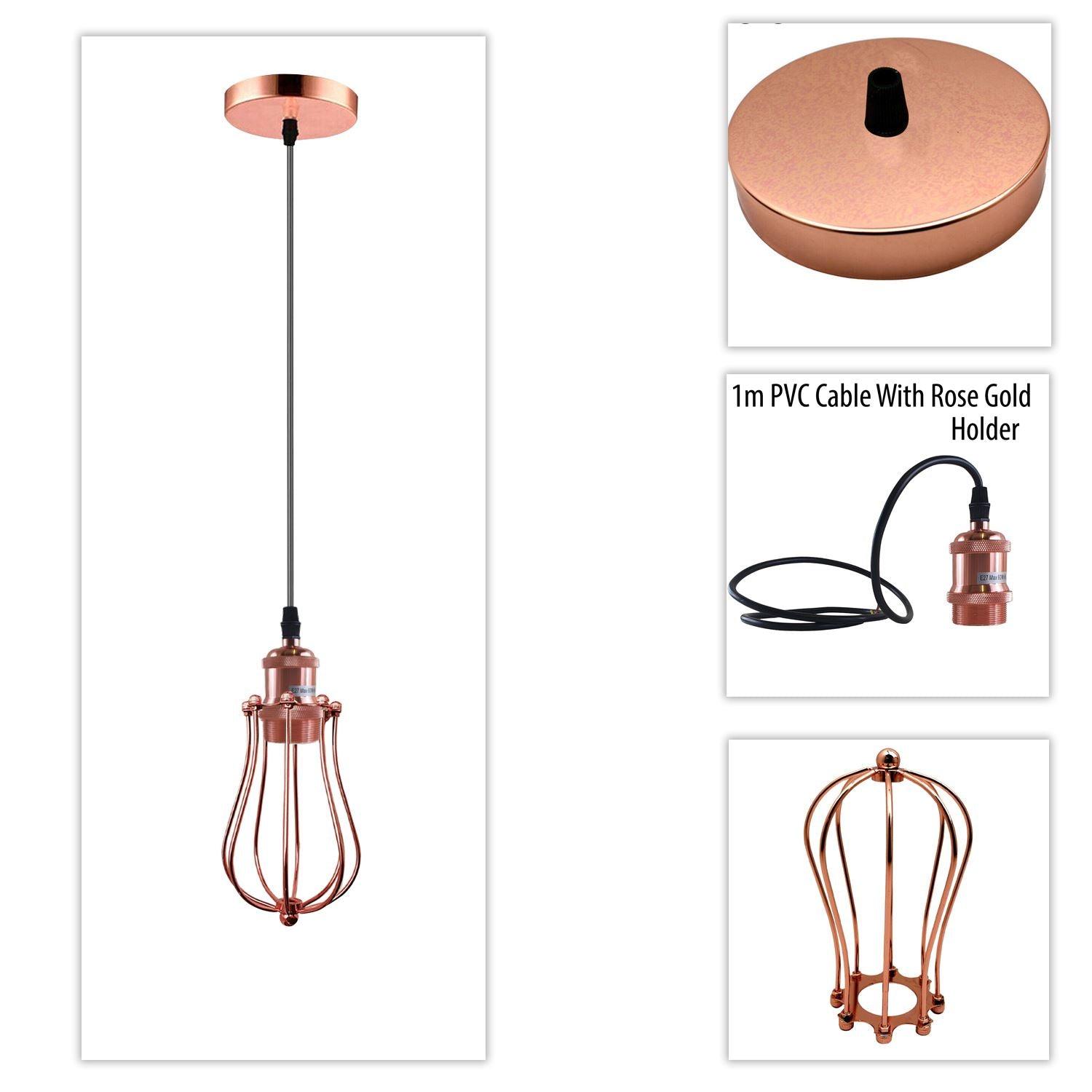 Ceiling Rose Balloon Cage Hanging Pendant Lamp Holder Light Fitting Lighting Kit UK~1193-3