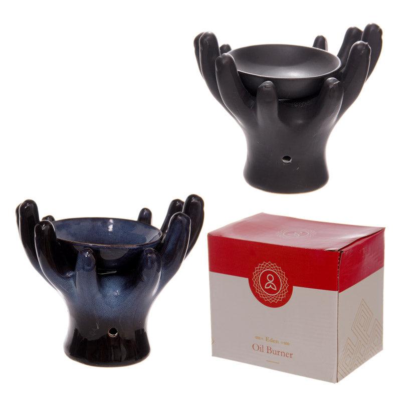 Ceramic Hands Design Dark Glazed Oil Burner OB176-0