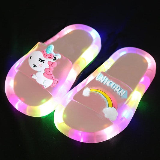 Children‘s Cartoon Animals Prints Lighted Slippers - Puritific