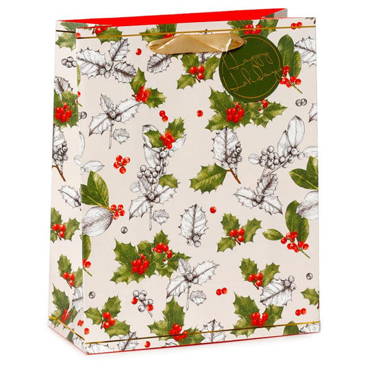 Christmas Botanical Holly Large Gift Bag XGBAG105A-0