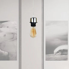 Chrome Pendant Light,E27 Lamp Holder Ceiling Hanging Light, With PVC Cable~4223-4