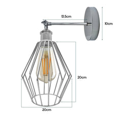 Chrome Wall Light Fixture,Electroplating Wall Sconce E27 Socket,Diamond Shape~4183-4