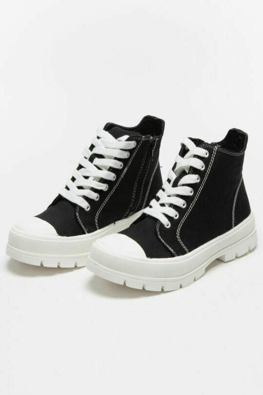 Chunky Platform Heel High-Top Sneakers - Puritific