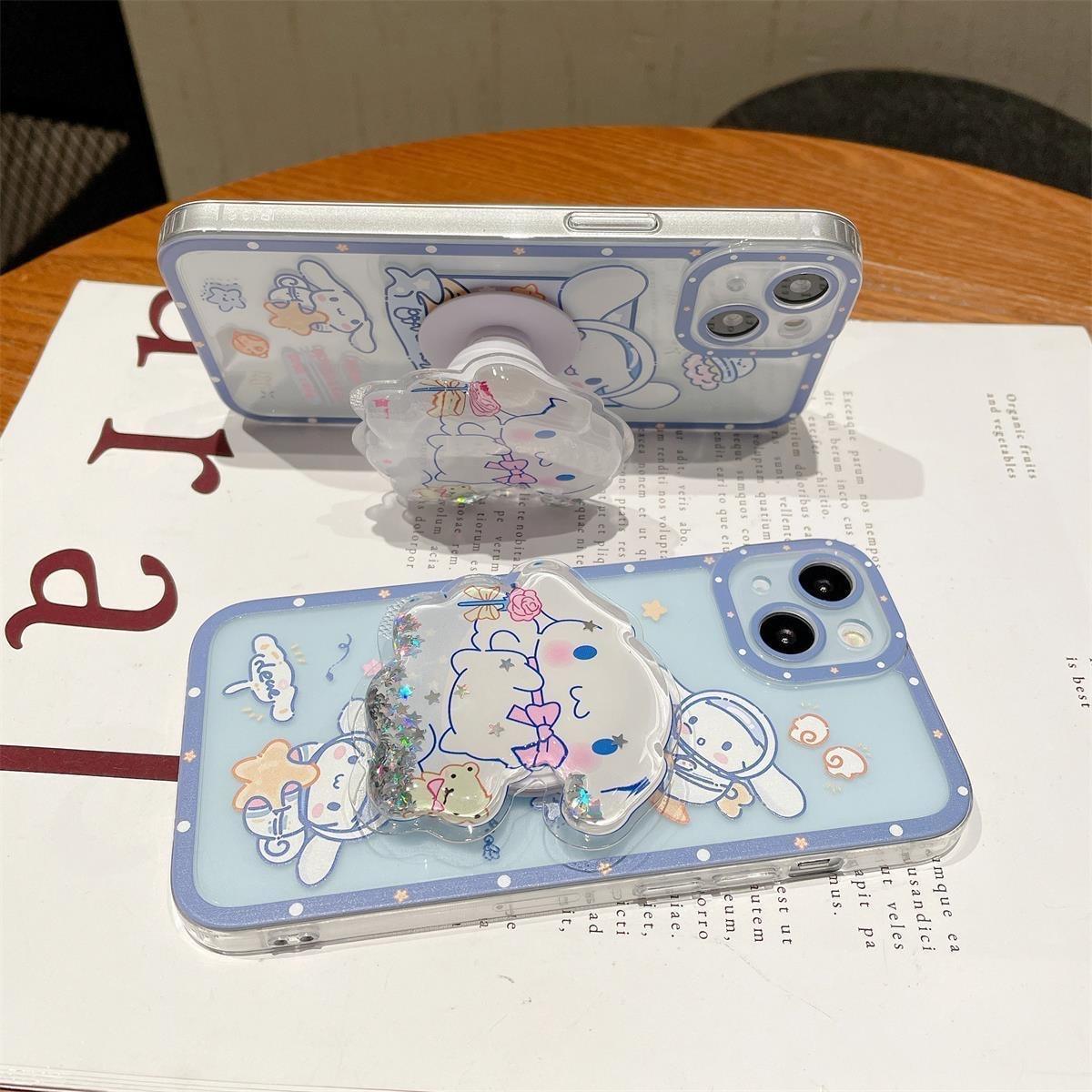 Cinnamoroll Sanrio With Quicksand Stand Phone Case - Puritific