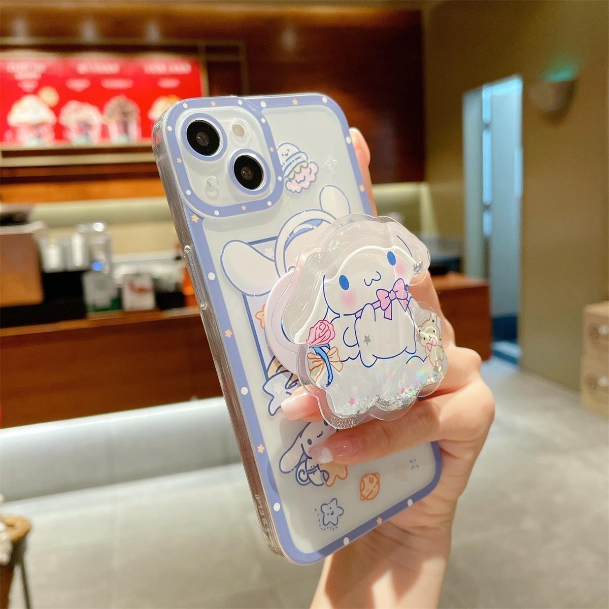 Cinnamoroll Sanrio With Quicksand Stand Phone Case - Puritific