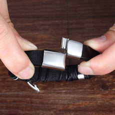 Clasp Stitching Men's Leather Bracelet - Puritific