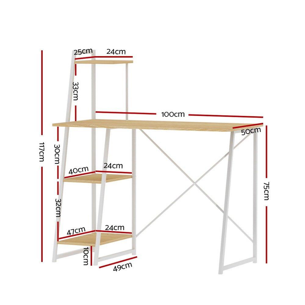 Computer Desk Laptop Table Bookshelf Desk Storage Rack Home Study Office-2