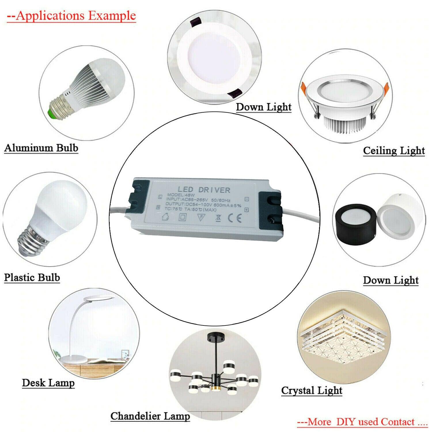 Constant Current 600mA High Power DC Connector Power Supply LED Ceiling light~1061-3