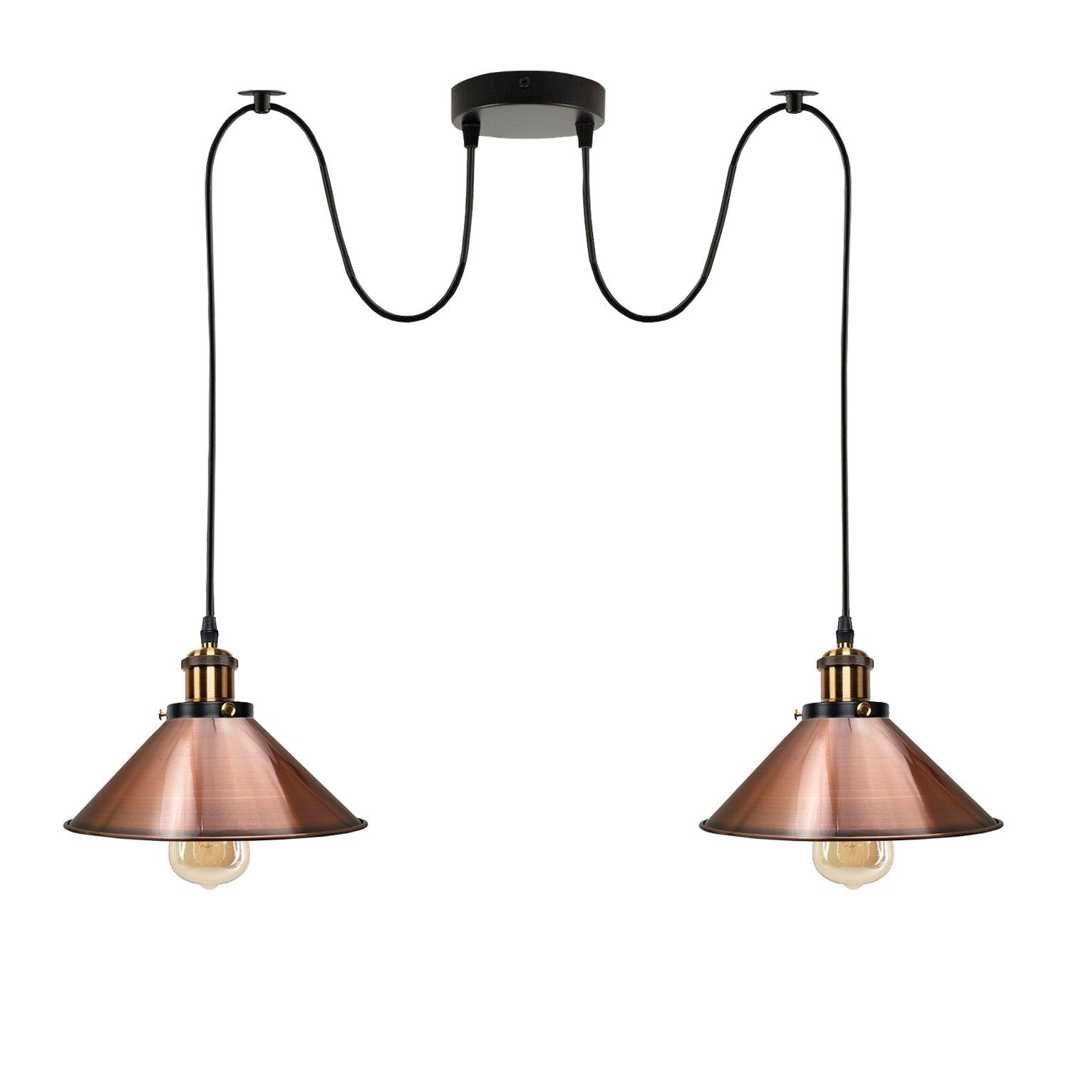 Copper 2 Way Retro Industrial Ceiling E27 Hanging Lamp Pendant Light~3494-0