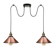 Copper 2 Way Retro Industrial Ceiling E27 Hanging Lamp Pendant Light~3494-0