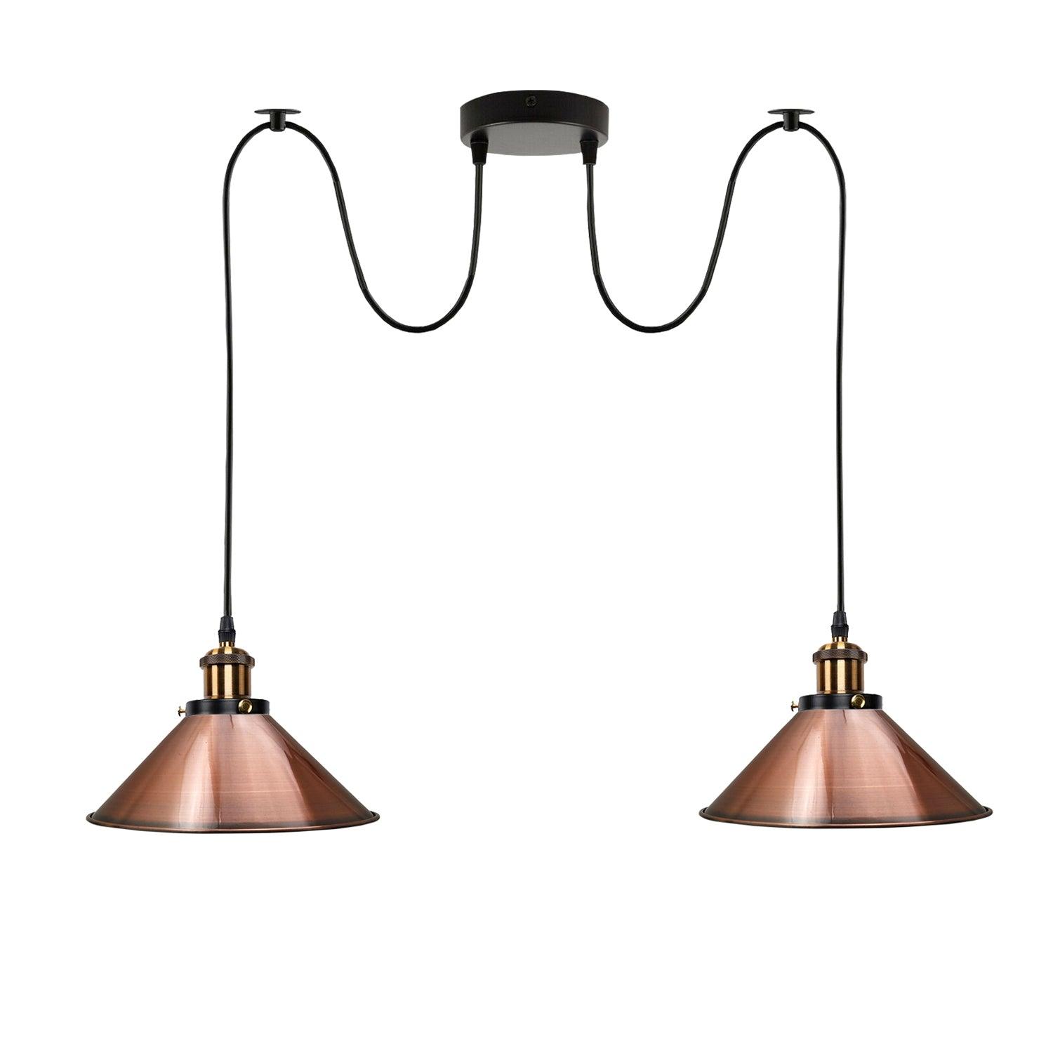 Copper 2 Way Retro Industrial Ceiling E27 Hanging Lamp Pendant Light~3494-2