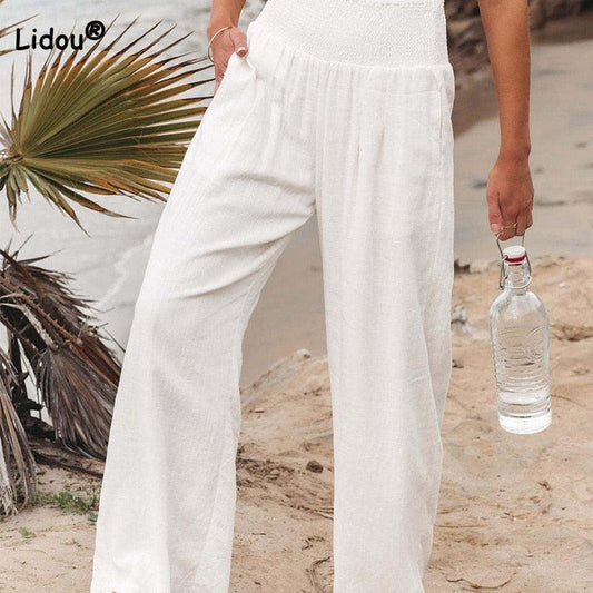 Cotton Linen Pockets Long Trousers - Puritific