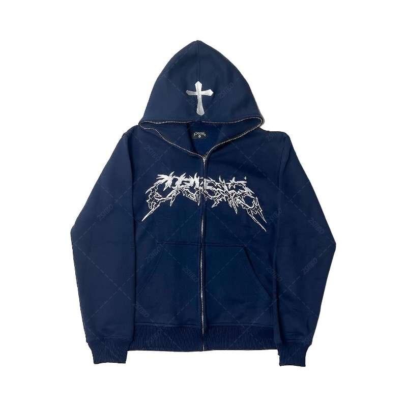 Cross Letter Printing Hooded Sweater - Puritific