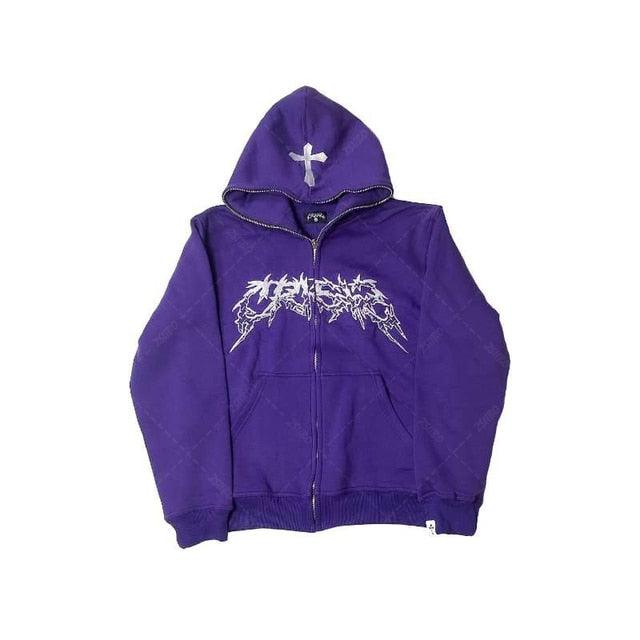 Cross Letter Printing Hooded Sweater - Puritific