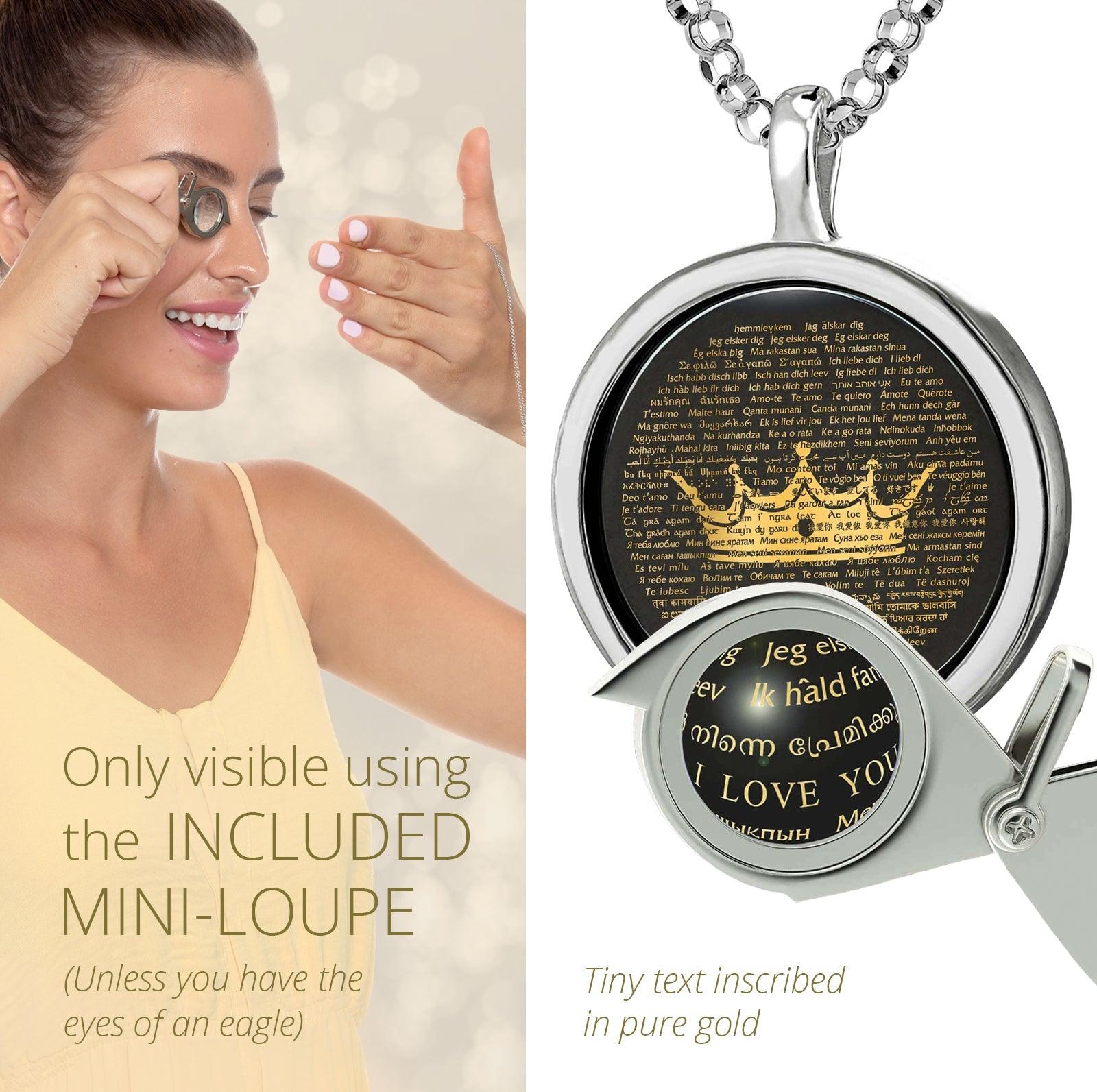 Crown the Queen of Your Heart Necklace Over 100 Languages I Love You Pendant - Puritific